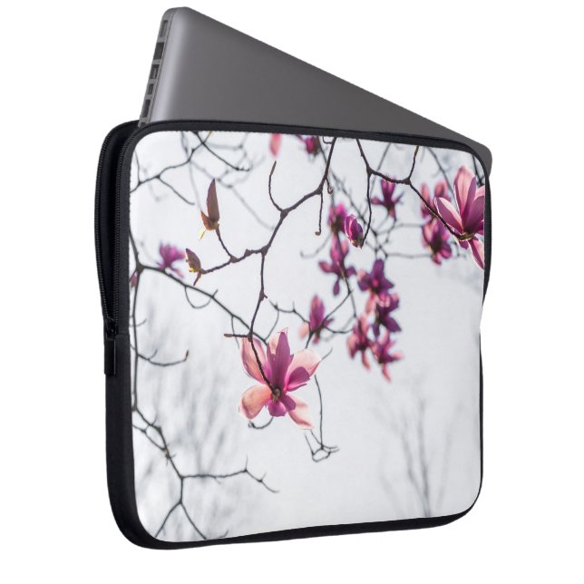 Pink magnolias laptop sleeve (Front Right)