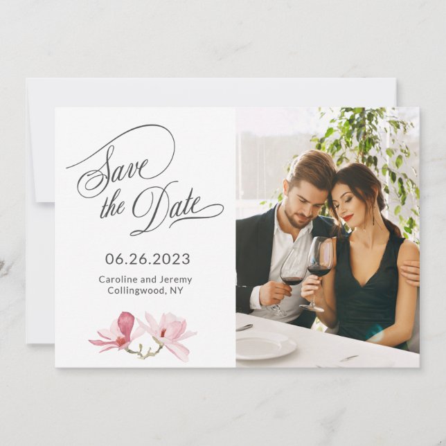 Pink Magnolias Photo Save the Date (Front)