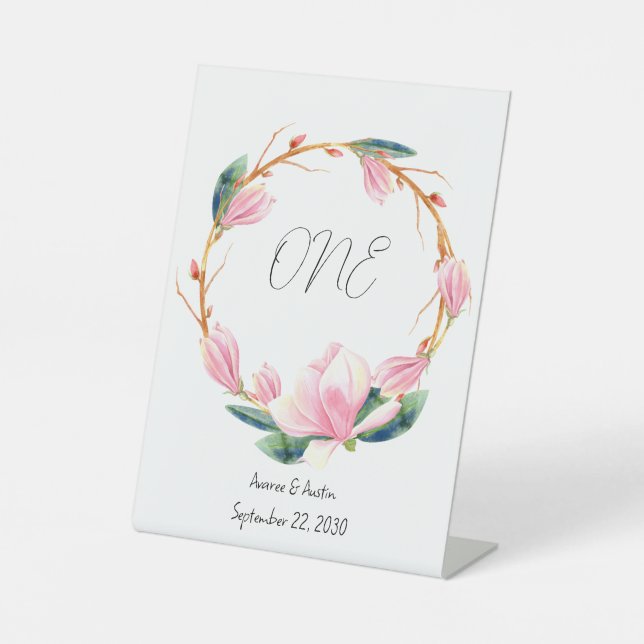 Pink Magnolias Tabletop Pedestal Sign (Front)