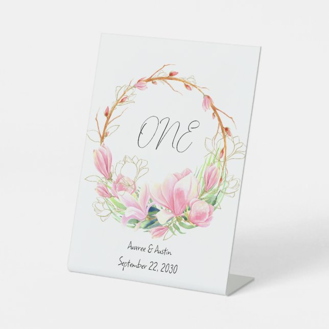 Pink Magnolias Tabletop Pedestal Sign (Front)