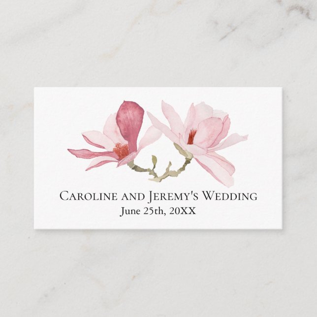 Pink Magnolias Wedding Details Enclosure Card (Front)