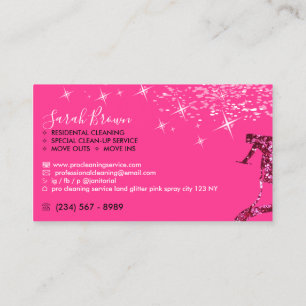 Pink Maid Cleaning Boss Sparkle Janitorial Business Card