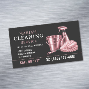 Pink Maid House Cleaning Service Magnetic Business Card