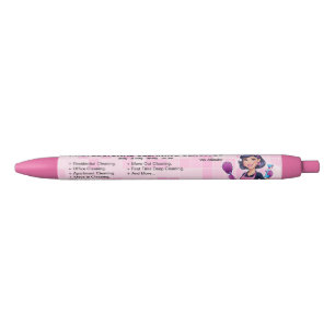 Pink Maid Janitorial Lady House Cleaning Service Black Ink Pen