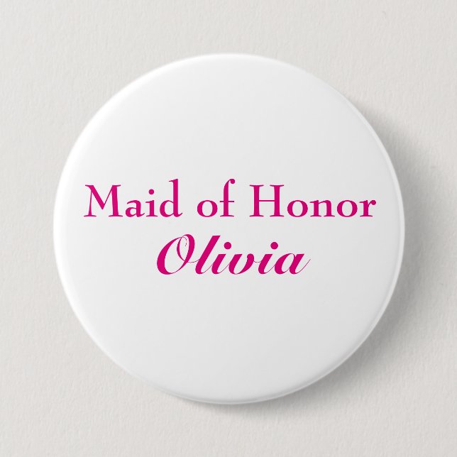 Pink Maid of Honour Button (Front)