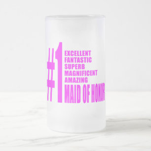 Pink Maids of Honour : Number One Maid of Honour Frosted Glass Beer Mug