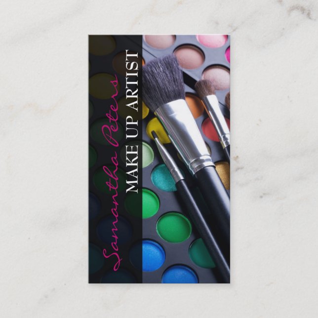 Pink Make Up Artist Palette Brush Business Card (Front)