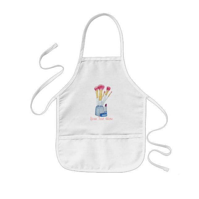 Pink make up brushes in holder still life art kids apron (Front)