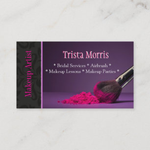 Pink Makeup Artist Brush Powder Business Card