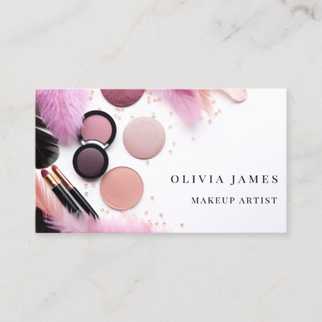 Pink Makeup Artist Cosmetics Beauty Salon Business Card (Front)