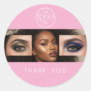 Pink Makeup Artist Thank You Classic Round Sticker