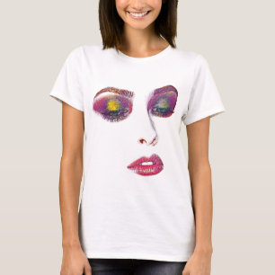 Pink Makeup Beautiful Womans face original art T-Shirt