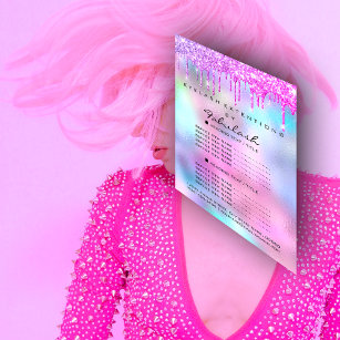 Pink Makeup Beauty Salon Rose Holograph Price List Flyer