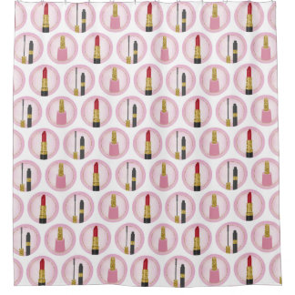 Pink Makeup Cosmetics Pattern Cosmetology Shower Curtain