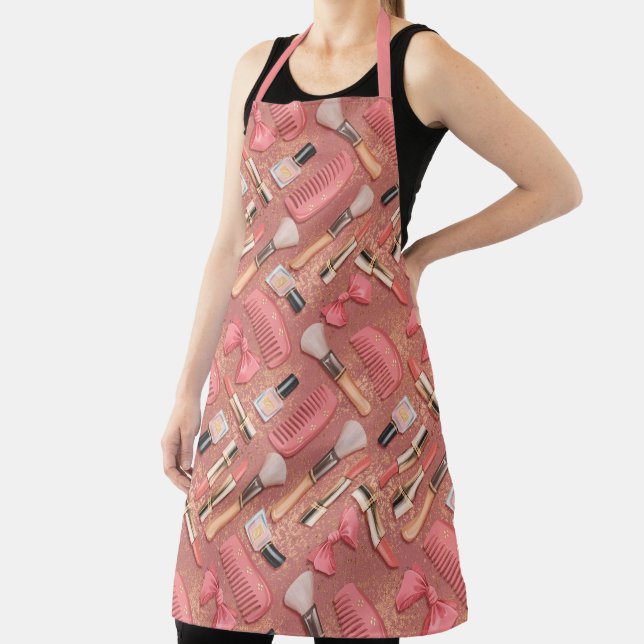 Pink Makeup Cosmetics Pattern Glitter  Apron (Insitu)