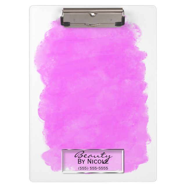 Pink Makeup Splotch Elegant Chic Glam Personalised Clipboard (Front)