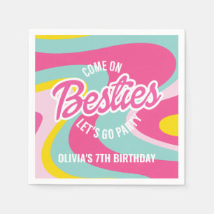 Pink Malibu Beach Palm Pool Party Birthday Napkin