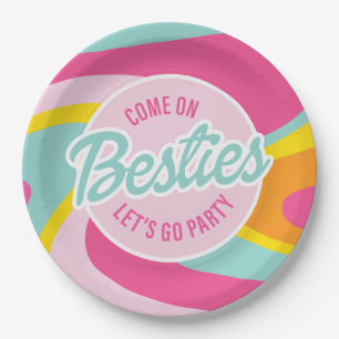 Pink Malibu Beach Palm Pool Party Birthday Paper Plate