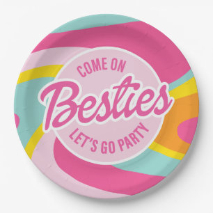 Pink Malibu Beach Palm Pool Party Birthday Paper Plate