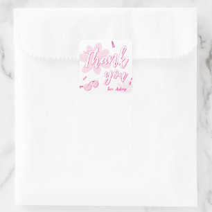 Pink Malibu Come on Besties Birthday Thank You Square Sticker
