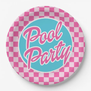 Pink Malibu Pool Party Birthday Paper Plate