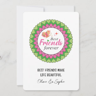  Pink Mandala Best Friend Personalized  Holiday Card
