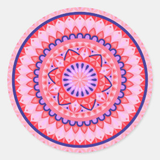 Pink Mandala Boho Vibrant Geometric Pattern Decal Classic Round Sticker