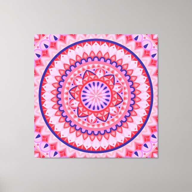 Pink Mandala Boho Vibrant Love Geometric Pattern Canvas Print (Front)