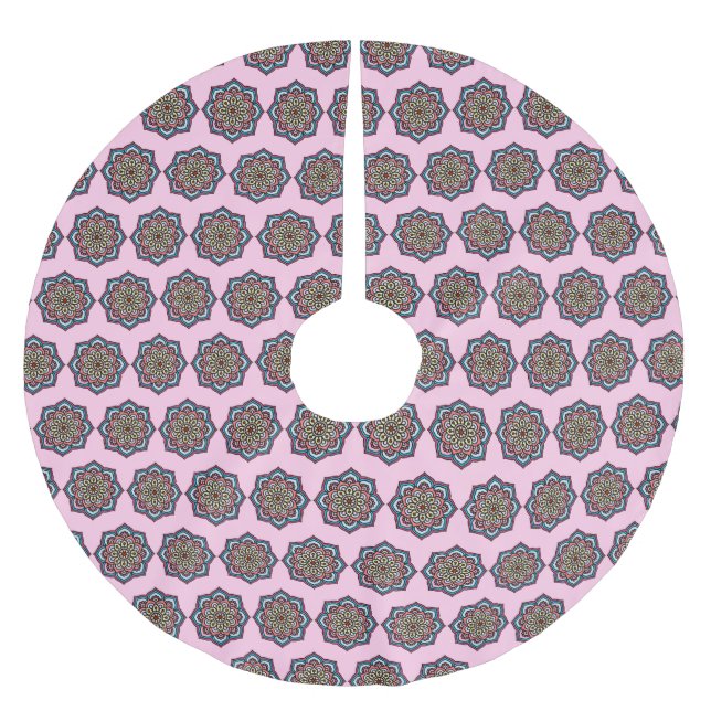 Pink Mandala Brushed Polyester Tree Skirt (Front)