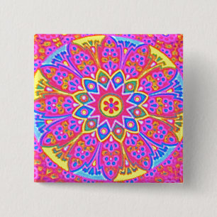 Pink Mandala Button square