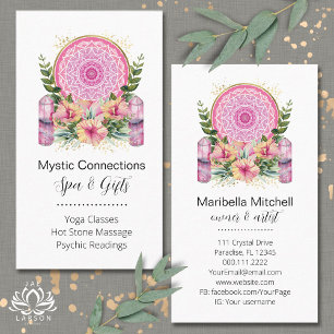 Pink Mandala Crystals Flower Energy Yoga Reiki Spa Business Card