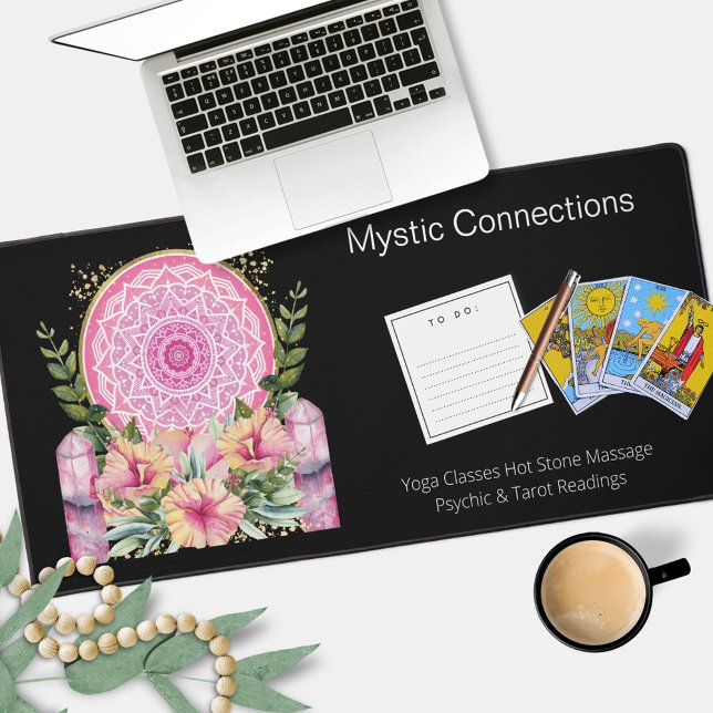 Pink Mandala Crystals Flower Energy Yoga Reiki Spa Desk Mat (Creator Uploaded)