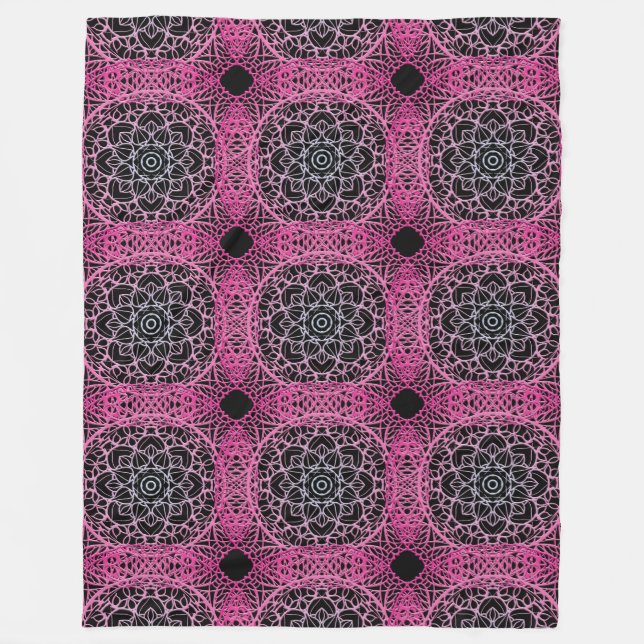 Pink mandala fleece blanket (Front)