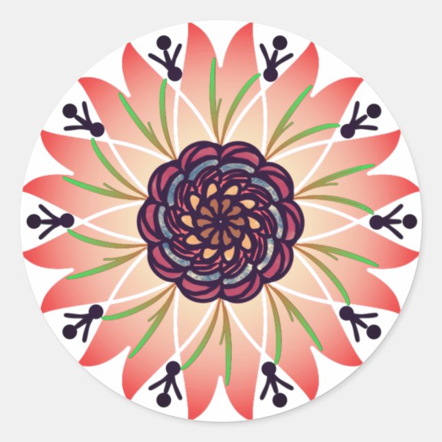 pink mandala flower classic round sticker (Front)