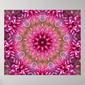 Pink Mandala From Center Colorful Fractal Art Poster