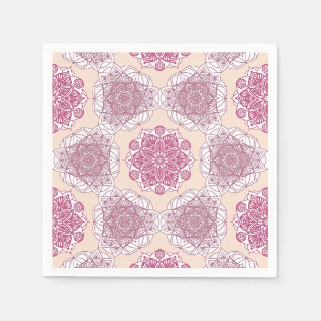 Pink mandala geometry napkin (Front)