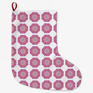 Pink mandala  large christmas stocking