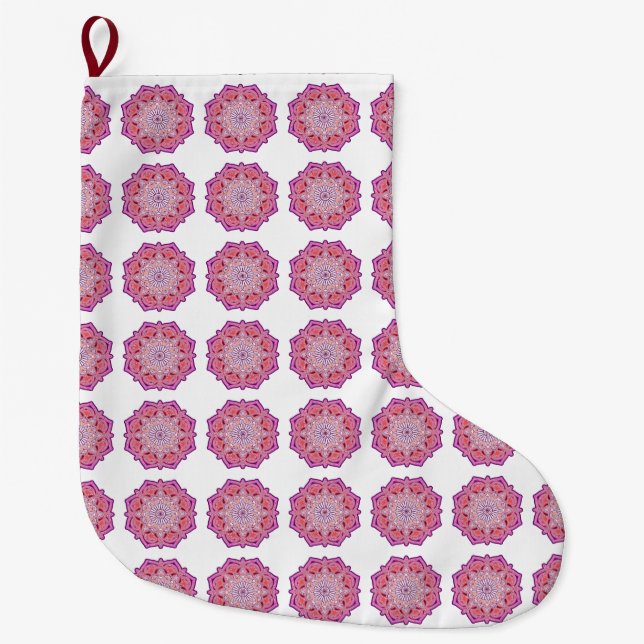 Pink mandala  large christmas stocking (Front)