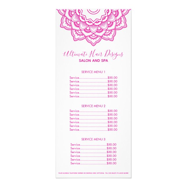 Pink Mandala Rack Card (Front)