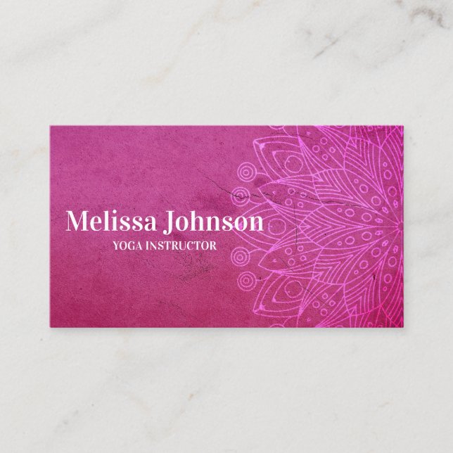 Pink Mandala Yoga Meditation Appointment Card (Front)