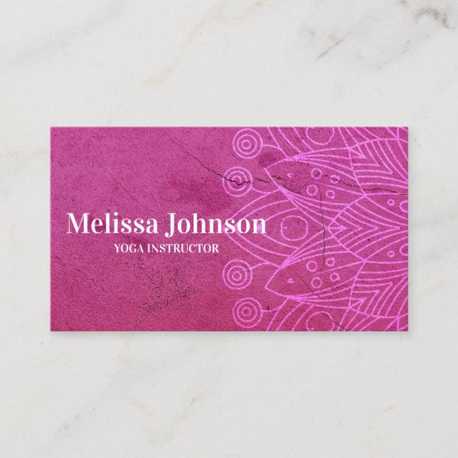 Pink Mandala Yoga Meditation Business Card (Front)