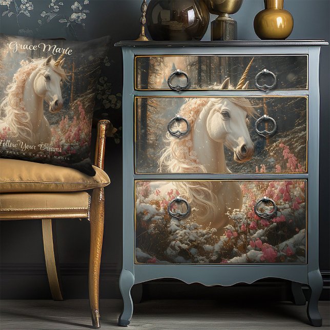 Pink Mane White Unicorn Winter Fairytale Castle Tissue Paper (Creator Uploaded)