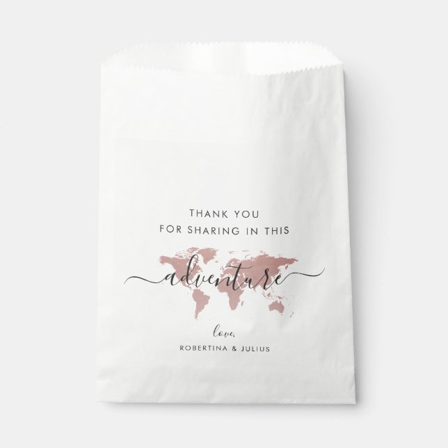 Pink Map World Adventure Travel Theme Favour Bags (Front)