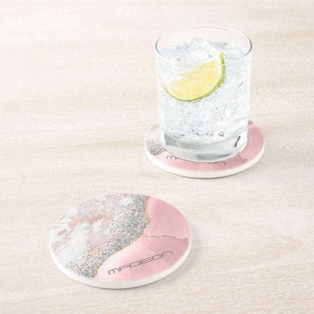 Pink Marble Agate  Coaster (Side)