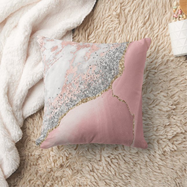 Pink Marble Agate  Cushion (Blanket)