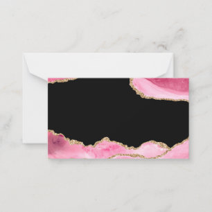 Pink Marble Agate Elegant Gemstone Golden Glitter Card