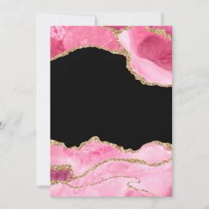 Pink Marble Agate Elegant Gemstone Golden Glitter Invitation