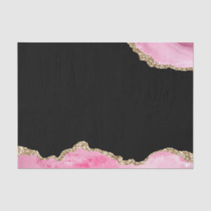 Pink Marble Agate Elegant Gemstone Golden Glitter Tissue Paper