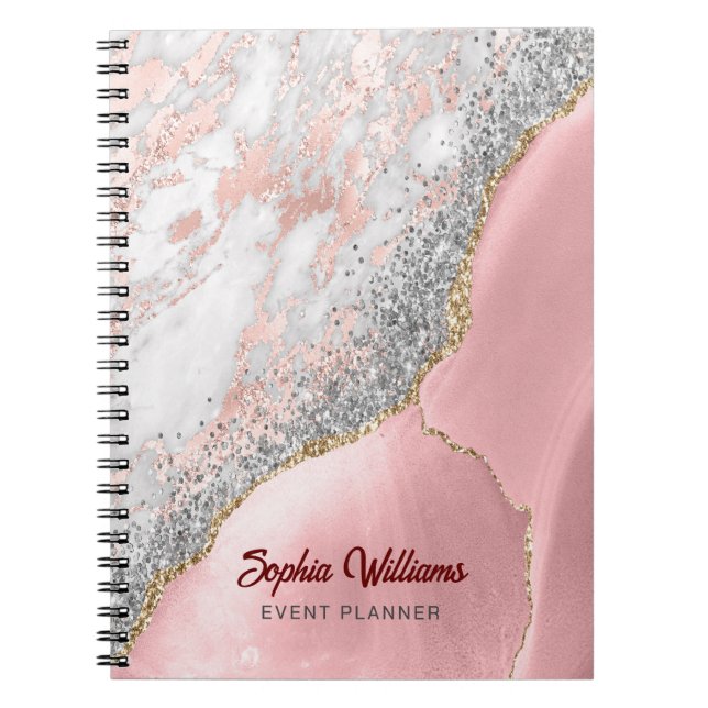 Pink Marble Agate  Notebook (Front)