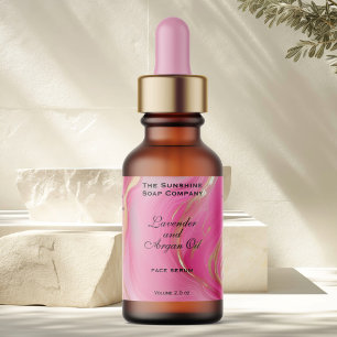 Pink Marble and Gold Cosmetics Dropper Bottle Label